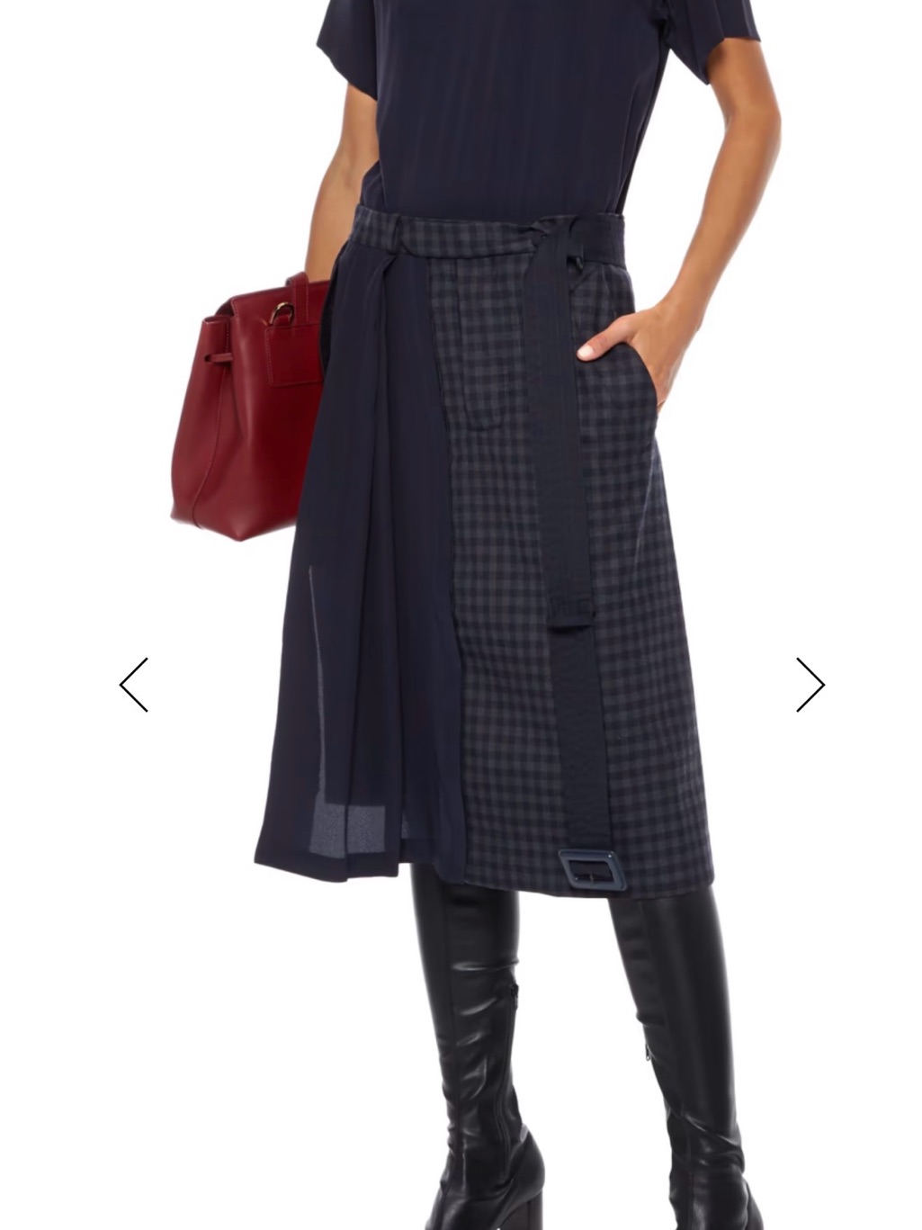 Maison Margiela Silk Crepe De Chine And Checked Twill Dress